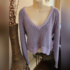 Free People Lilac V-Neck Sweater